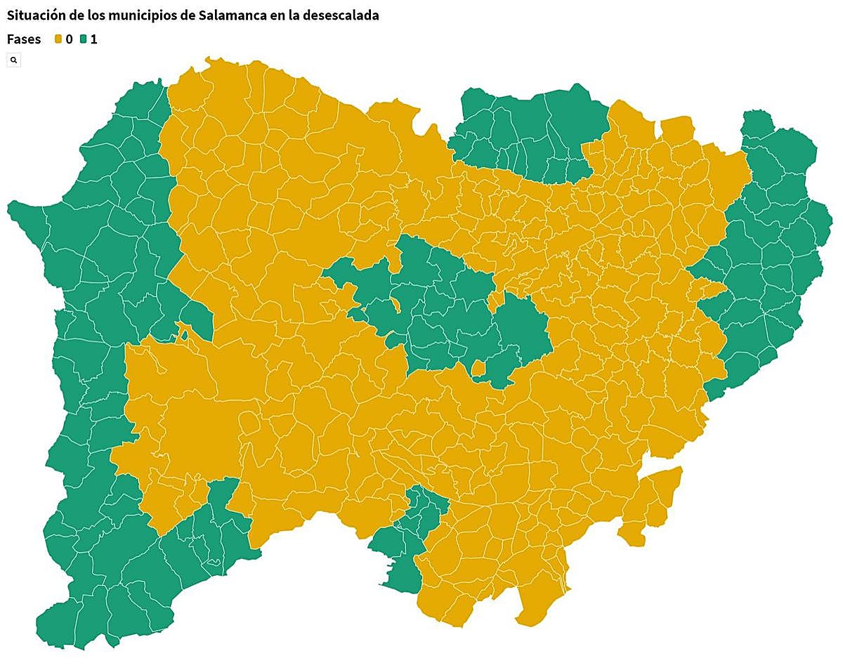 Mapa de las zonas básicas de salud salmantinas.