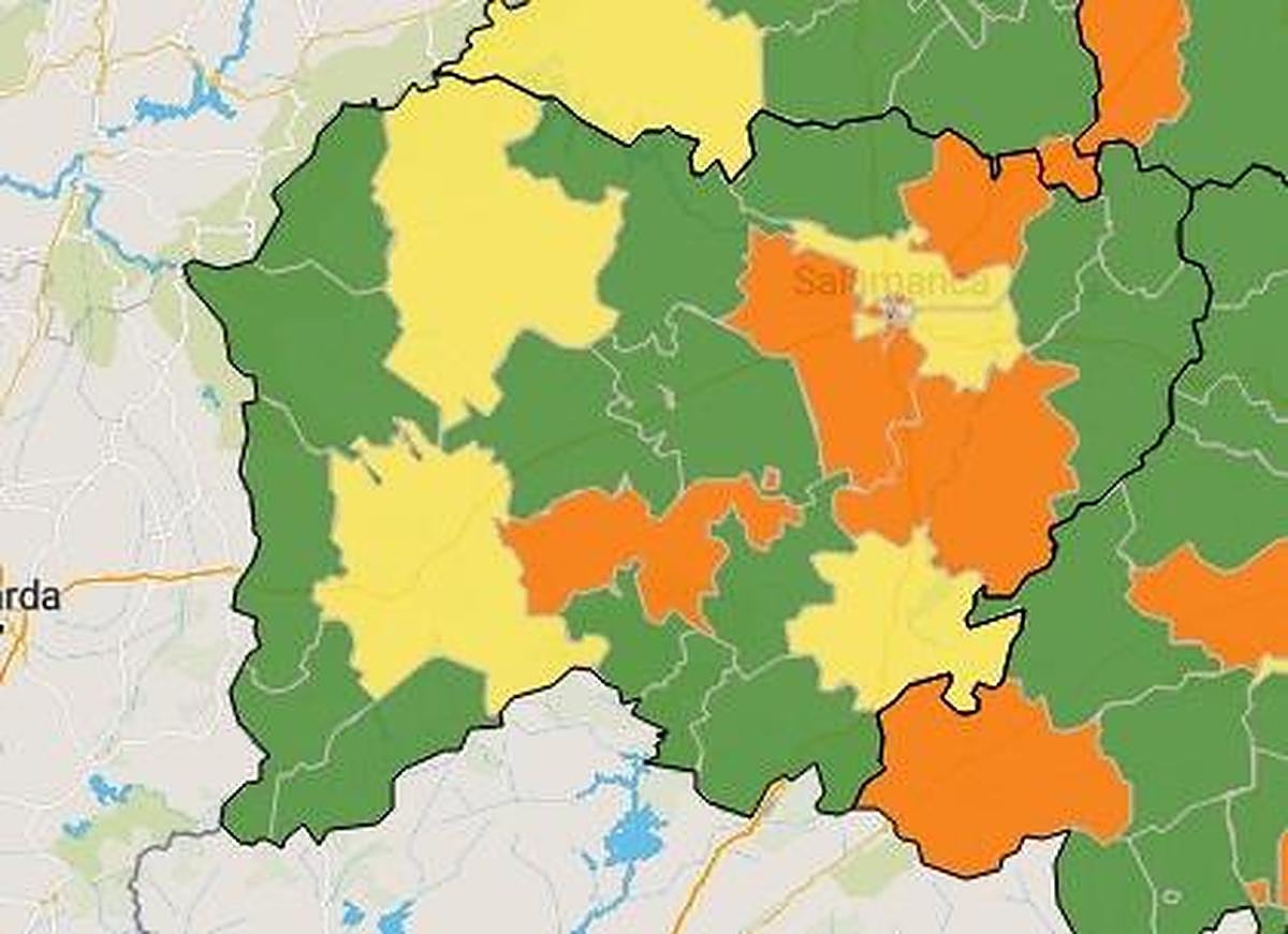 Mapa de los contagios de la Salamanca en los últimos 7 días.