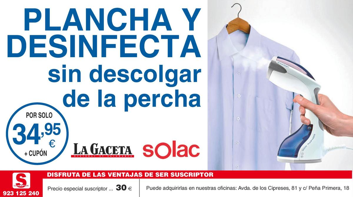 Consigue con LA GACETA la plancha vertical de vapor SOLAC por solo 34,95€
