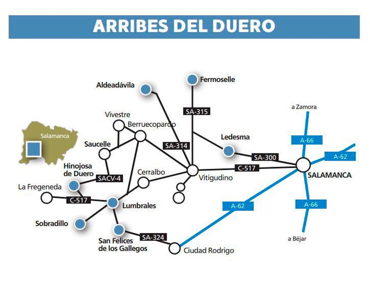 Mapa de los monumentos de la zona de Arribes del Duero