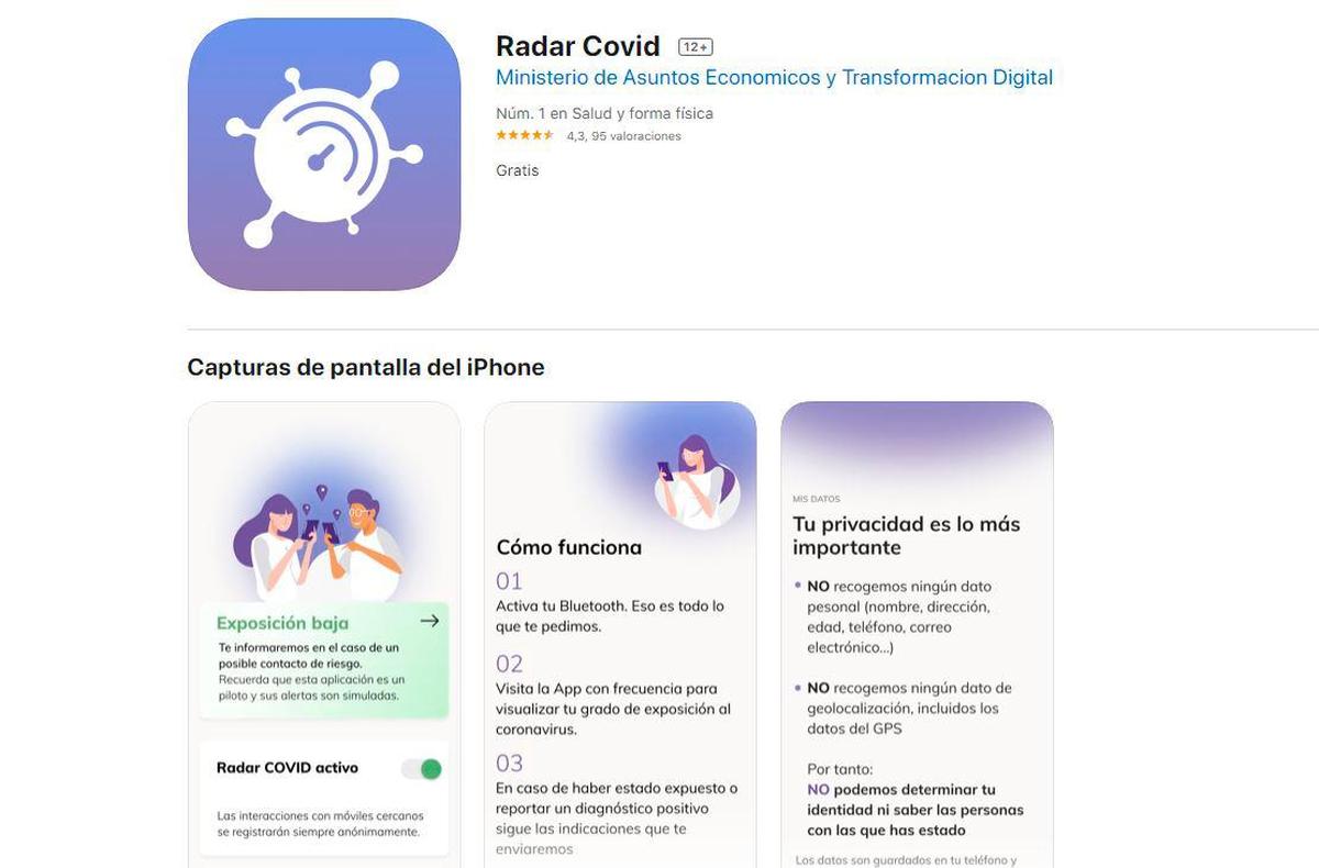 Captura de pantalla de la aplicación en la ‘App Store’.