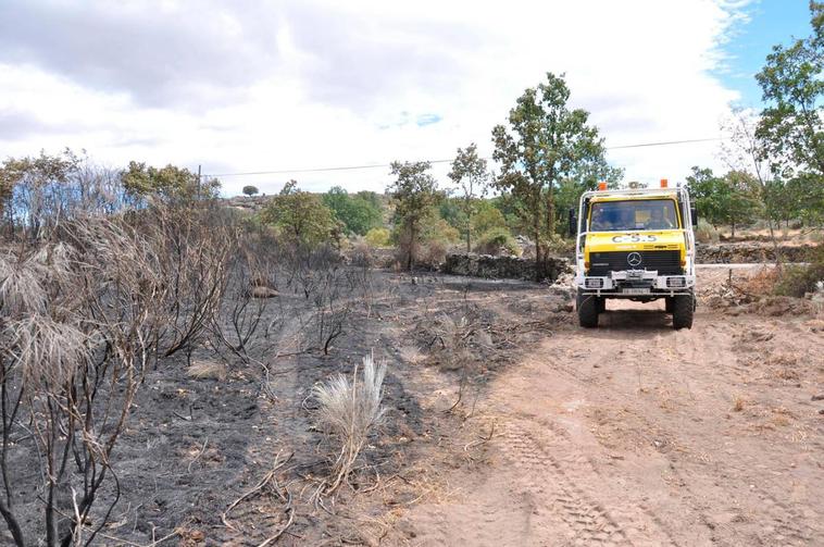 Un fuego intencionado arrasa 10 hectáreas agrícolas en Topas
