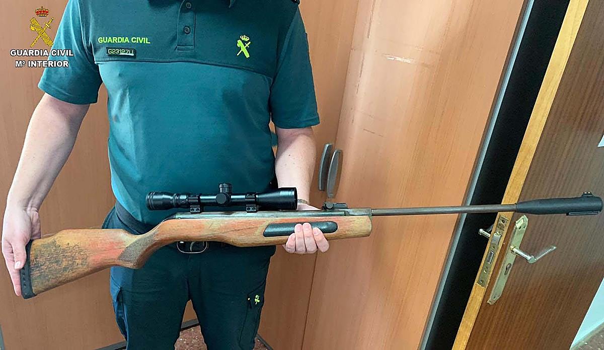 El arma intervenida por la Guardia Civil.