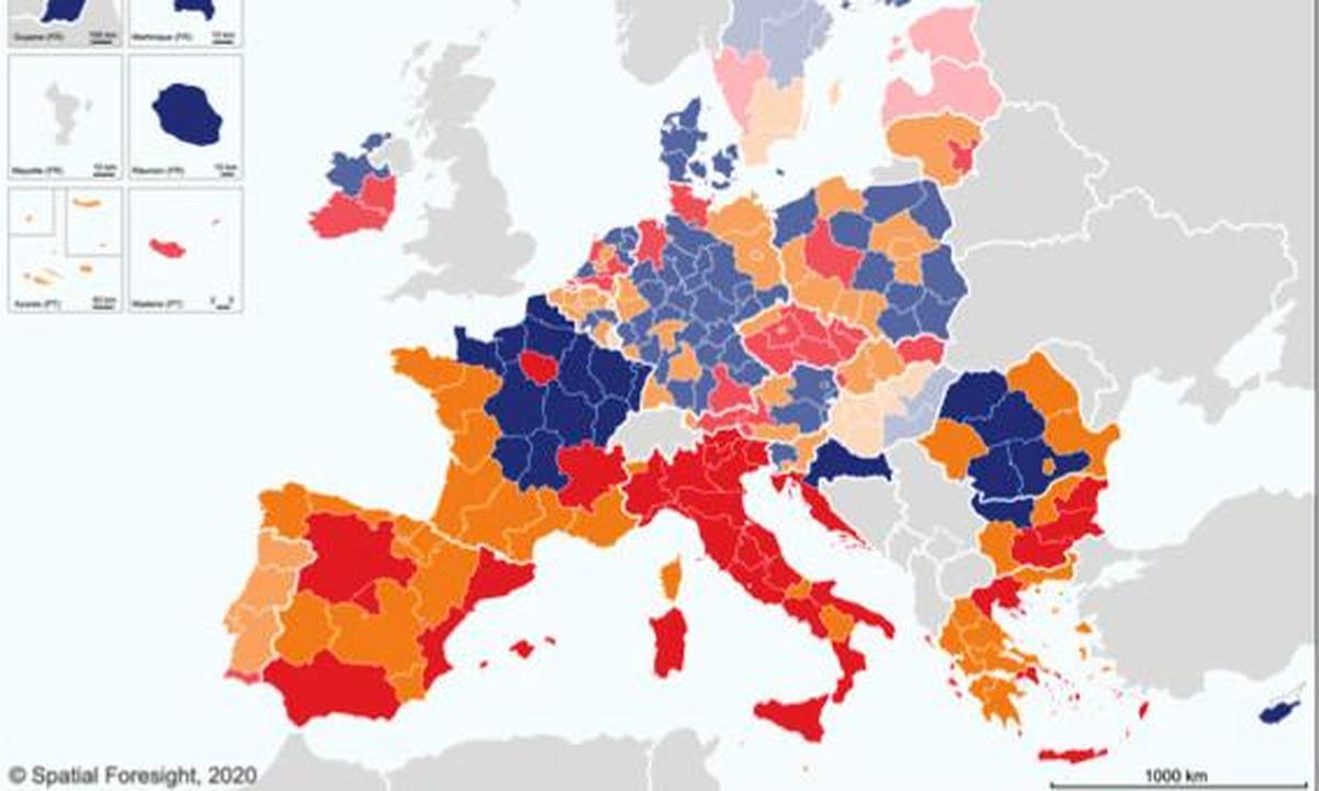 Castilla y León, en rojo como una de las regiones más sensibles económicamente al COVID