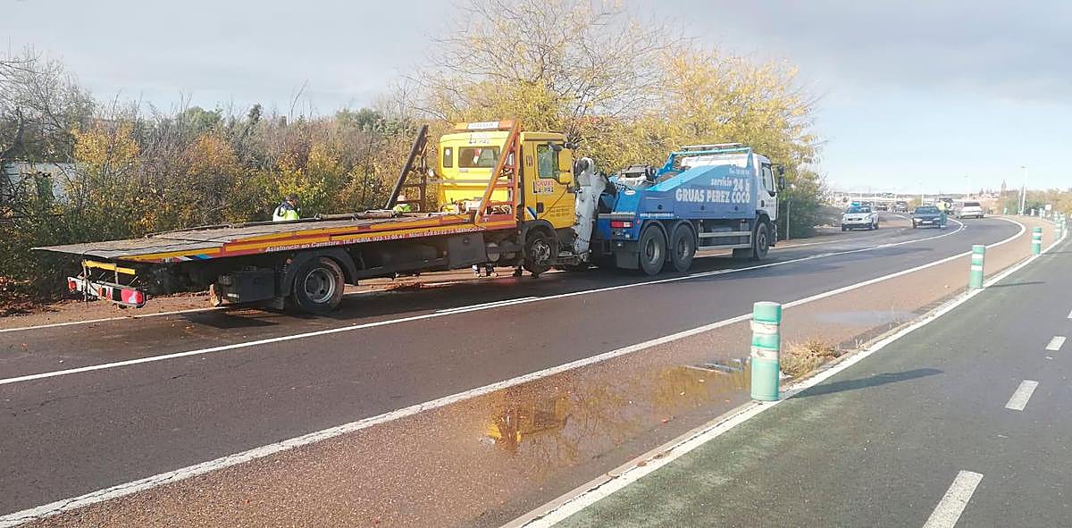 El desplazamiento de la grúa tras el incidente.