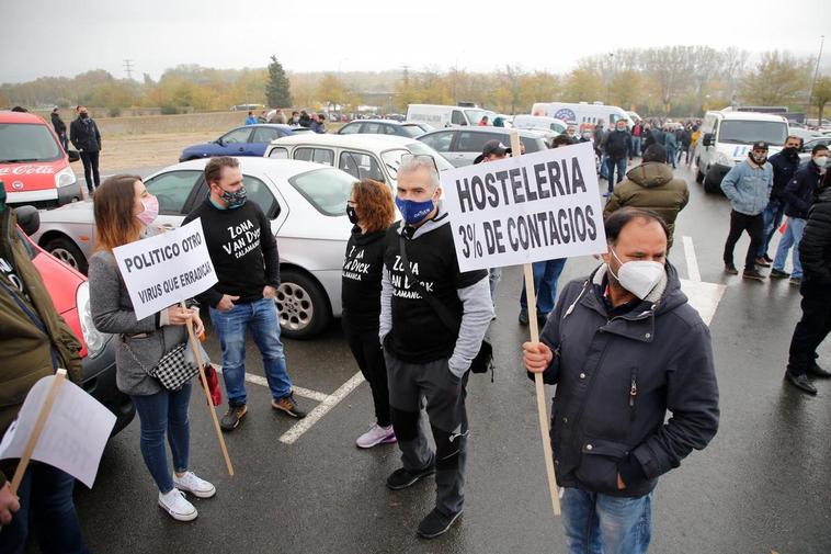 Protestas de hosteleros de Salamanca, la semana pasada.