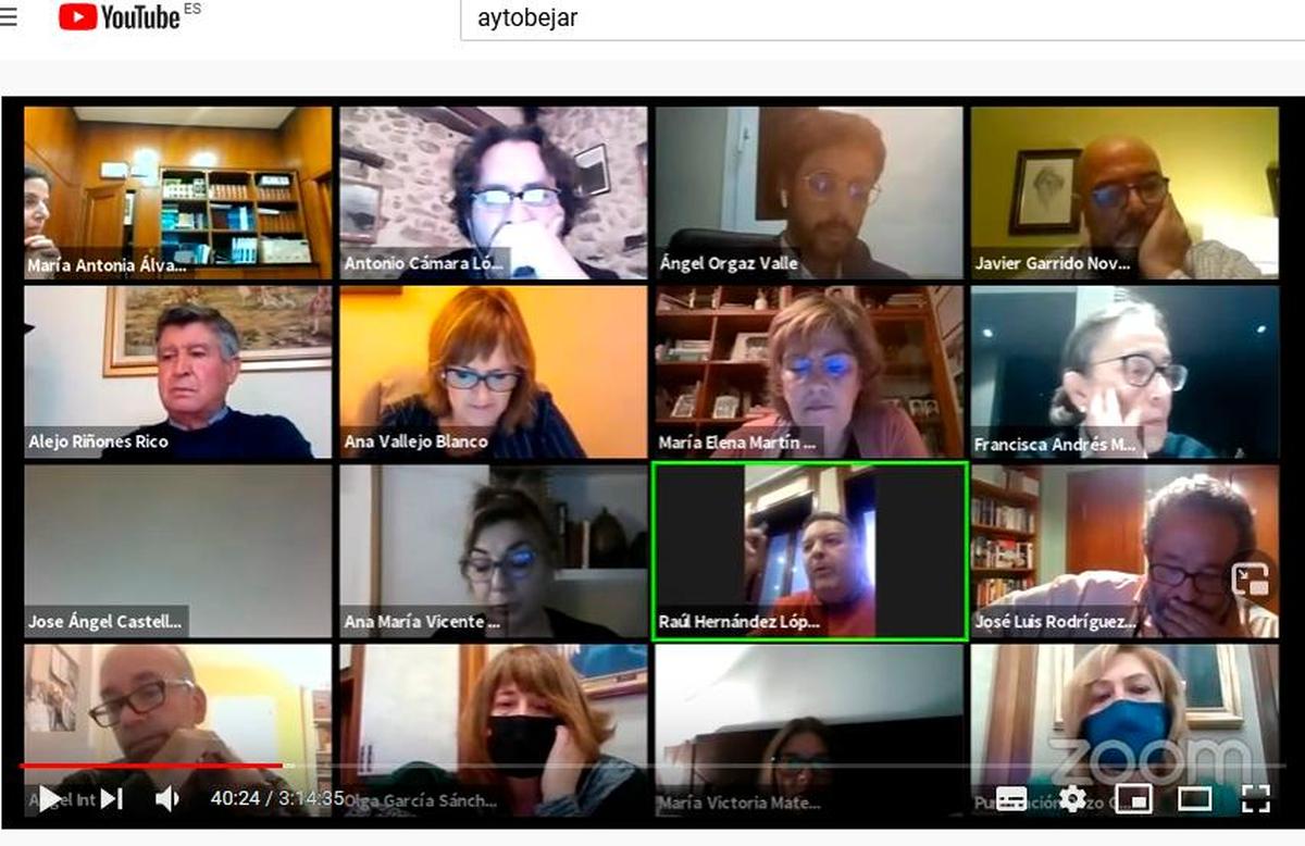 Imagen del pleno telemático del Ayuntamiento de Béjar celebrado a finales de noviembre.