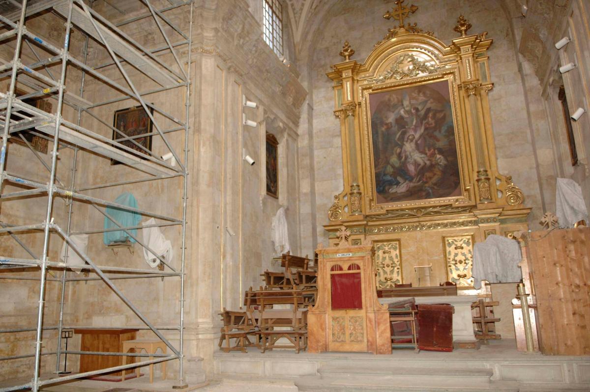 Iglesia de San Sebastián en obras.