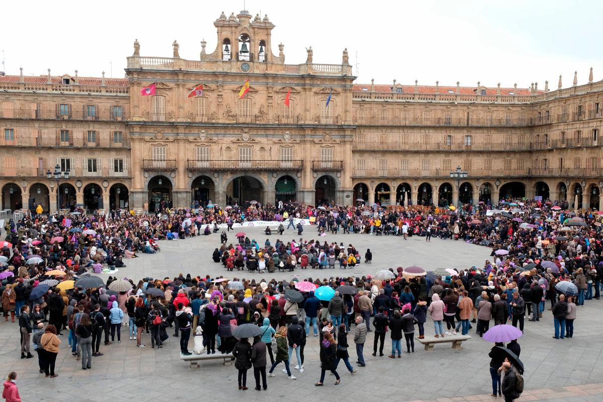 Concentración del 8-M del año pasado en la Plaza Mayor.