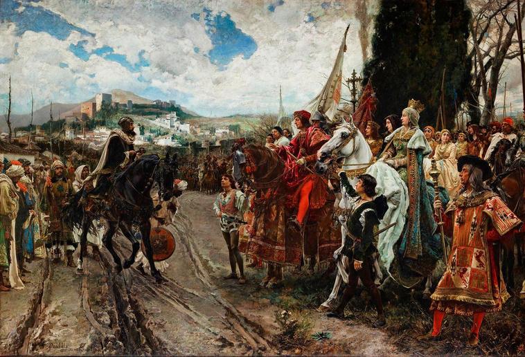 “La rendición de Granada”, de Francisco Pradilla, con Boabdil y los Reyes Católicos, una época estudiada por la salmantina.