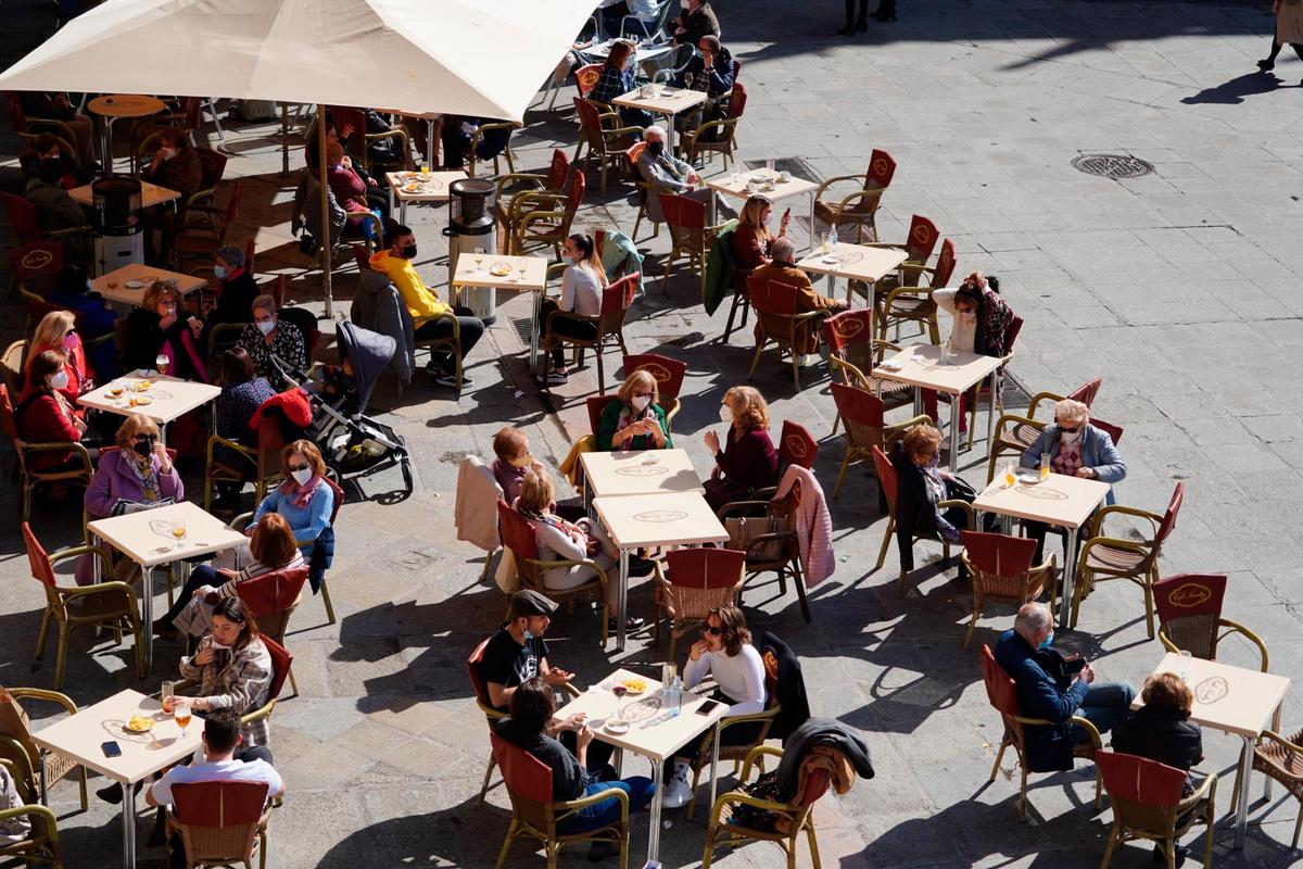 Terraza de la Plaza Mayor de Salamanca.