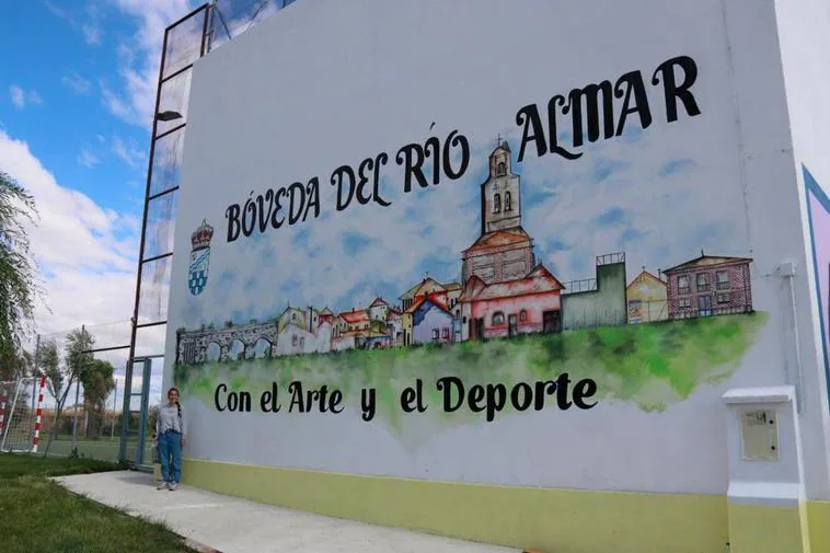 Un mural gigante para decorar el frontón municipal de Bóveda del Río Almar