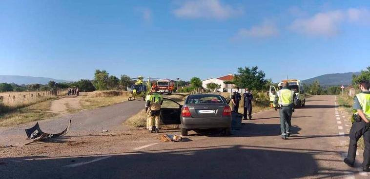 Dos heridos en un accidente de tráfico en Herguijuela del Campo