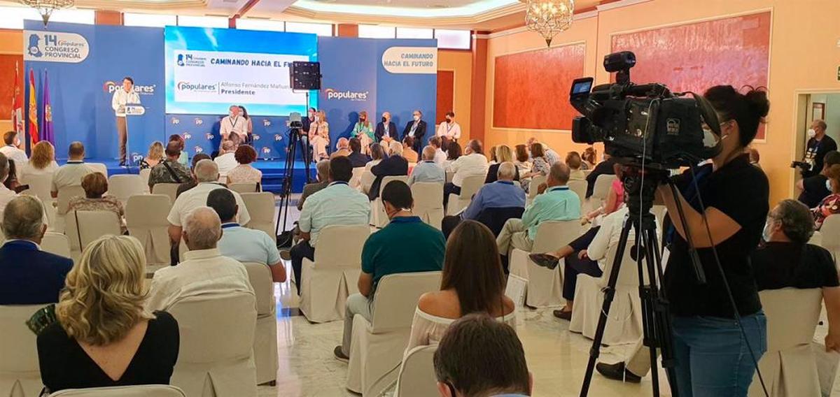 Alfonso Fernández Mañueco, durante la clausura del 14 Congreso Provincial del PP de Palencia.