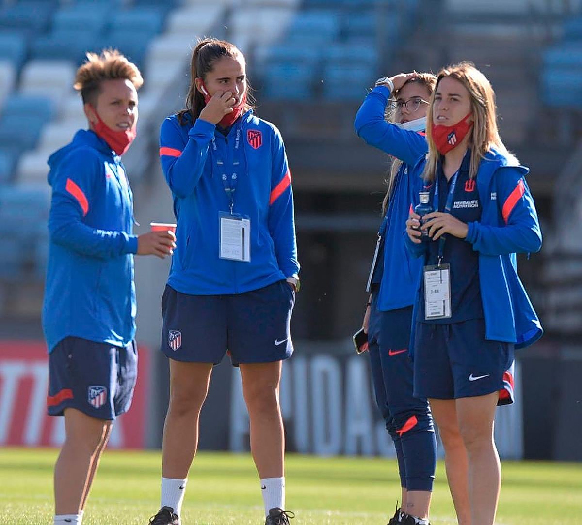 Carmen Álvarez en un entrenamiento con el Atlético