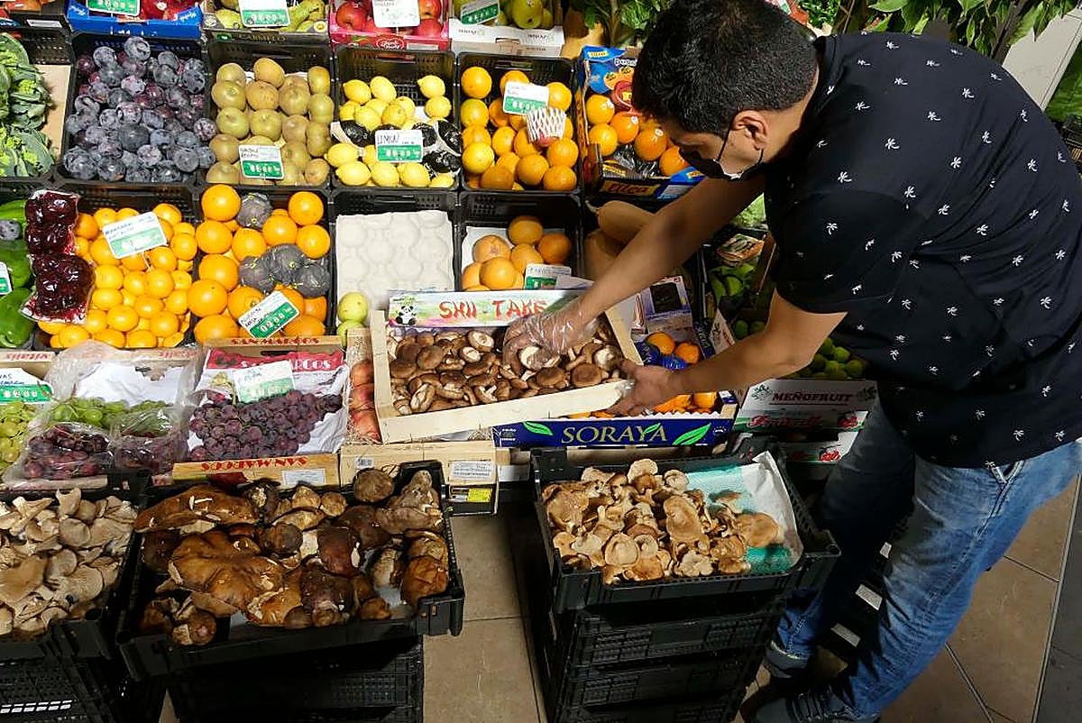 Setas en una frutería del Mercado Central.