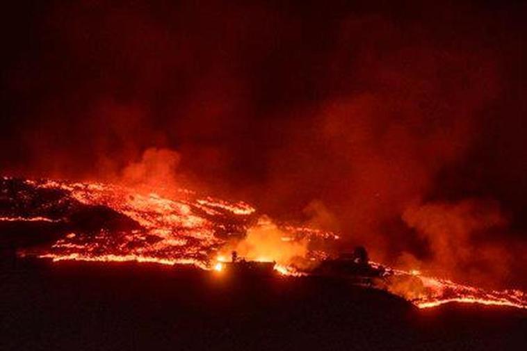 La nueva colada de lava del volcán de Cumbre Vieja.