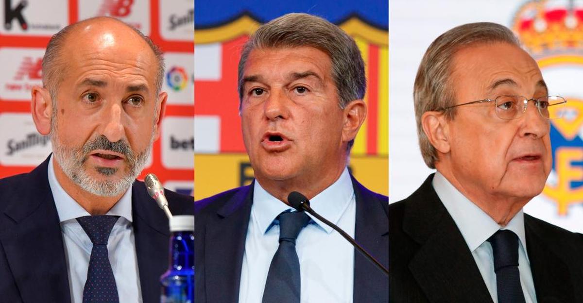 Elizegi, Laporta y Florentino Pérez, presidentes de los tres clubes