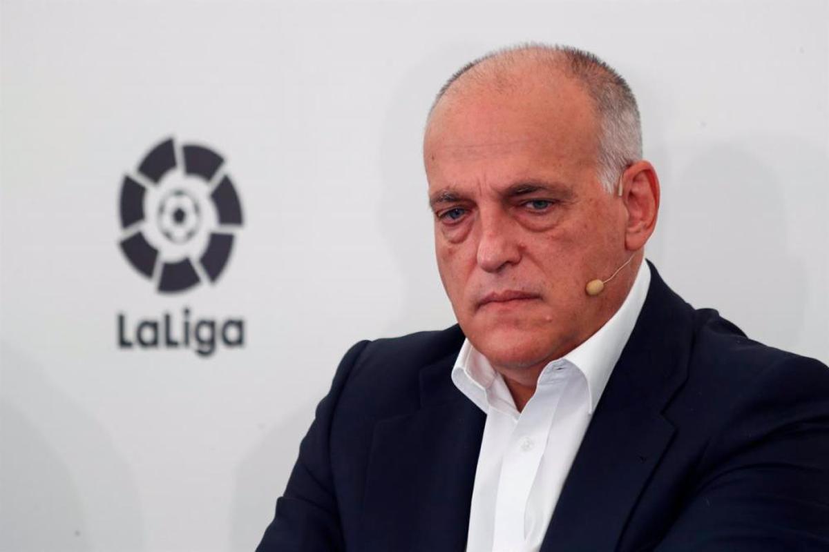 Javier Tebas, presidente de LaLiga, durante un acto.