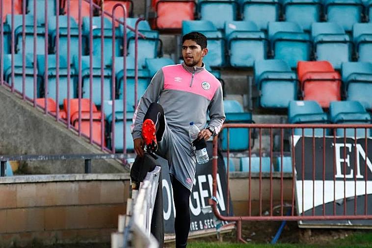 Luis Martínez en las gradas del Helmántico.