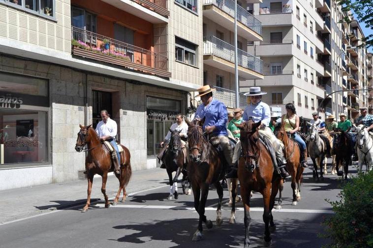 Varios caballos realizando una ruta por Salamanca.