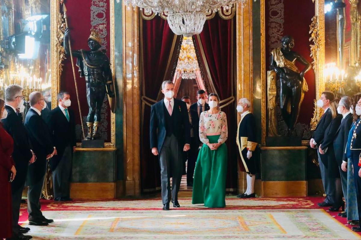 Los reyes, durante la recepción al Cuerpo Diplomático acreditado en España.