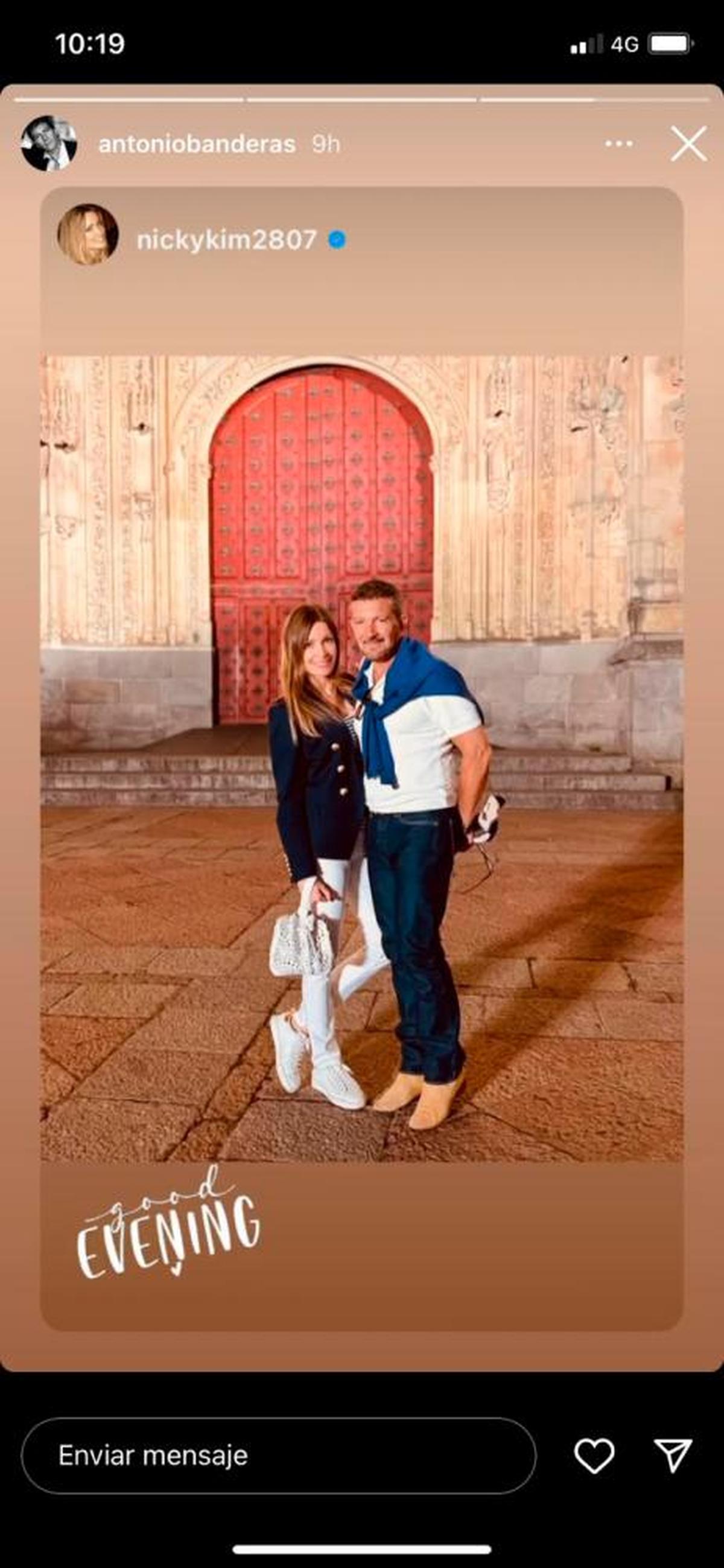 Nicole Kimpel y Antonio Banderas, frente a la Catedral de Salamanca