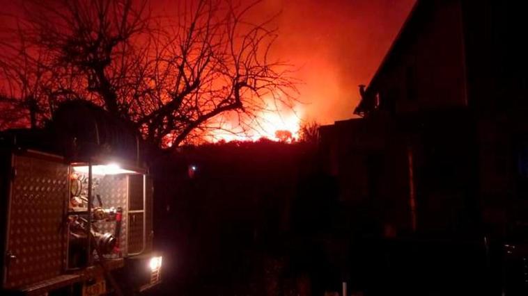 Incendio registrado el pasado mes de febrero en la localidad salmantina de Monsagro.