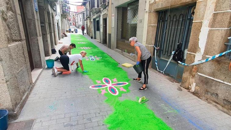 Decoración en las calles de Béjar con motivo del Corpus.