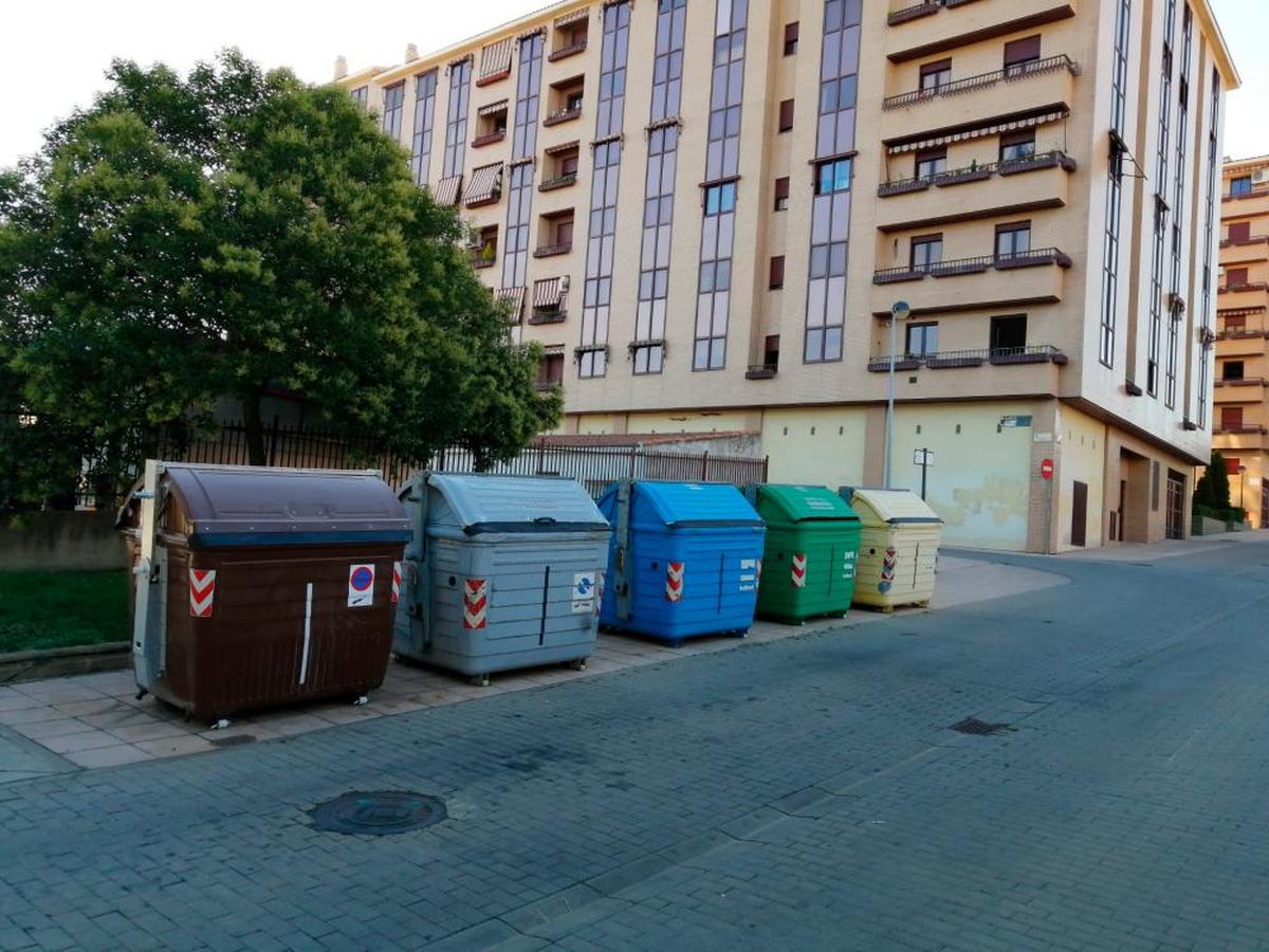 Un contenedor marrón junto al resto en la avenida de San Agustíin.