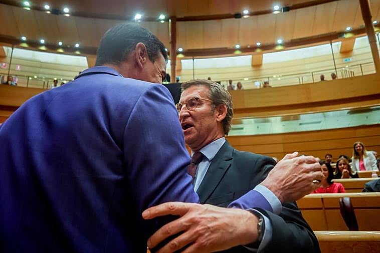 Feijoo, junto a Pedro Sánchez