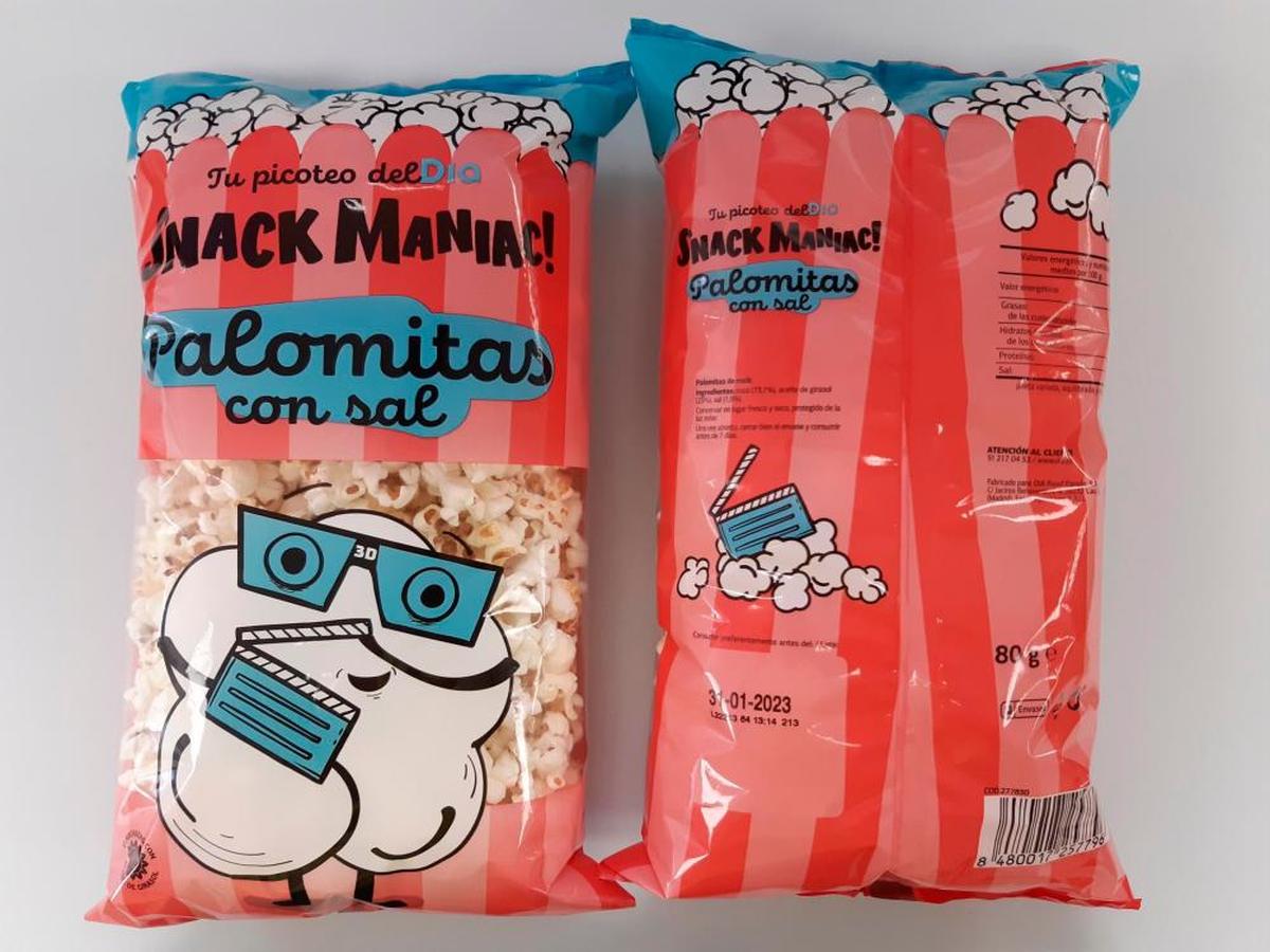 Producto SNACK MANIAC!’ ‘Palomitas con sal’ de la marca DIA.