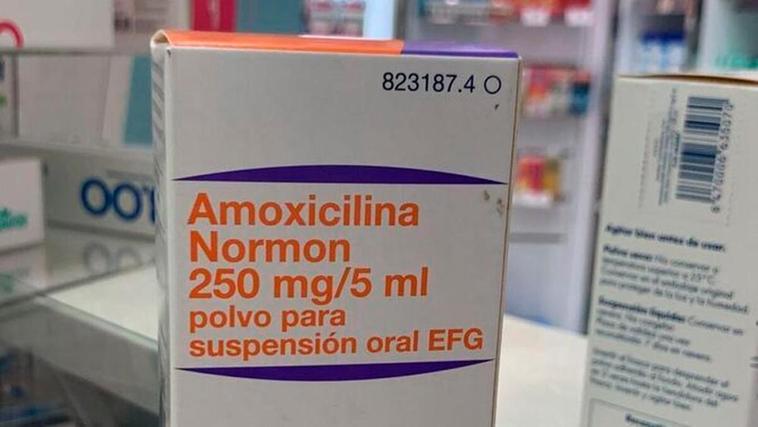 Una caja de amoxicilina.