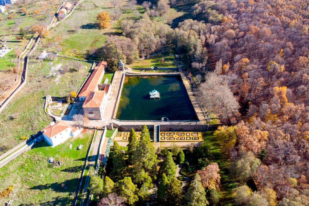 Imagen aérea del jardín renacentista de El Bosque ubicado en Béjar.