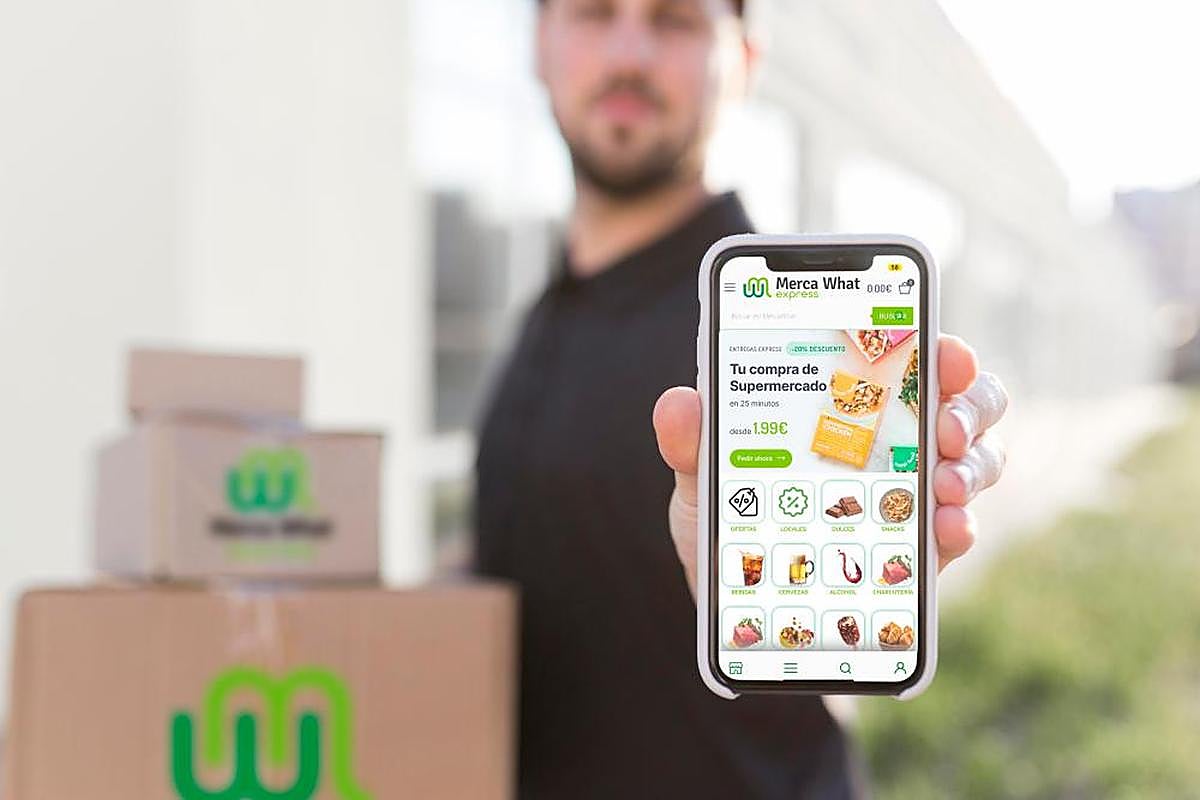 Interfaz de la app de Merca What para hacer pedidos a través de Internet y sin la necesidad de moverse de casa
