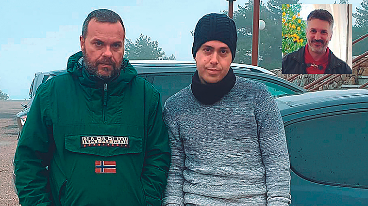 Juanvi y Sergio acudieron ayer a las tareas de búsqueda; arriba el montañero desaparecido.