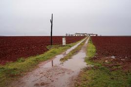 Un camino salmantino anegado por el agua