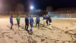 Nieve en los campos de la Federación de la capital salmantina.