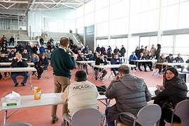 La edil Myriam Rodríguez, en la reunión con los hortelanos