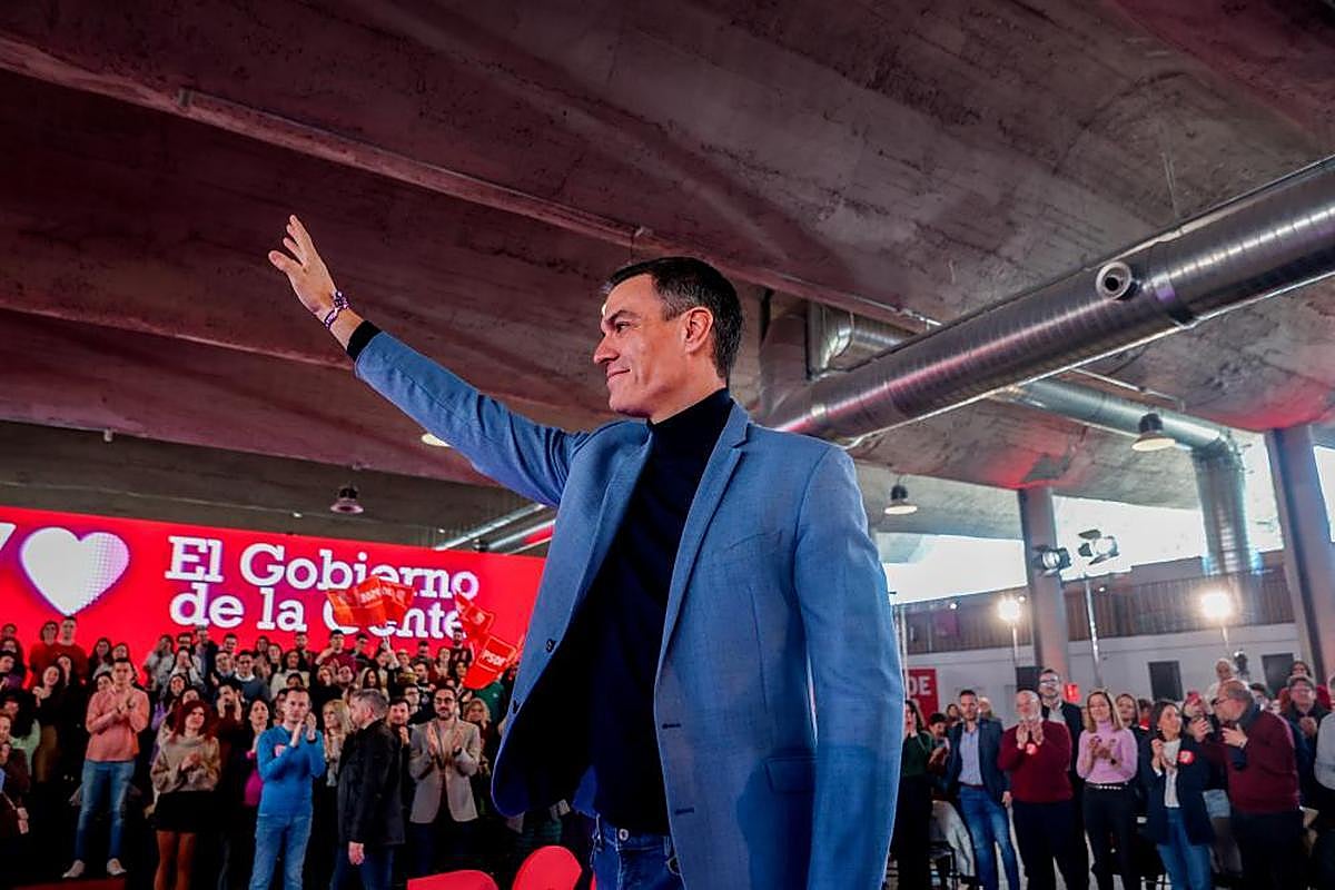 Pedro Sánchez, durante un acto que conmemora el 8M