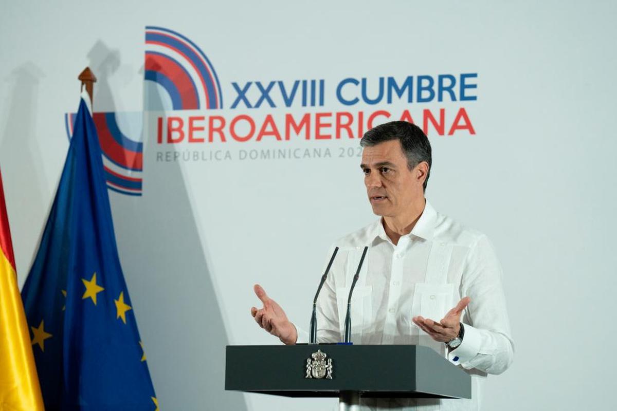 Pedro Sánchez, durante su intervención en la Cumbre Iberoamericana