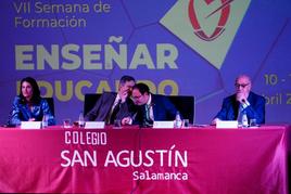 Gema Martín, Sánchez-Guijo y Vicente del Bosque participaron en la primera mesa redonda del día de ayer en el colegio San Agustín