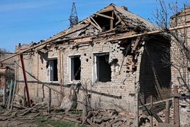 Una de las casas dañadas por los bombardeos