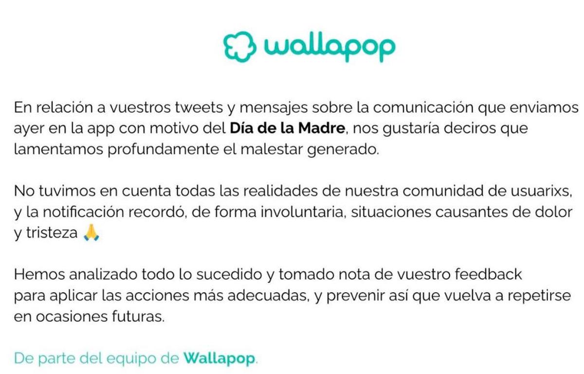 Comunicado de Wallapop