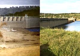 Imágenes del embalse de Santa Teresa. Así estaba en 1992 y así está ahora.