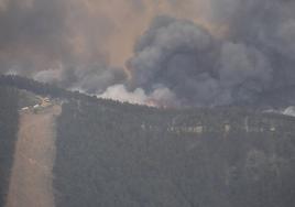 Una imagen del incendio de Pinofranqueado desde la provincia de Salamanca.