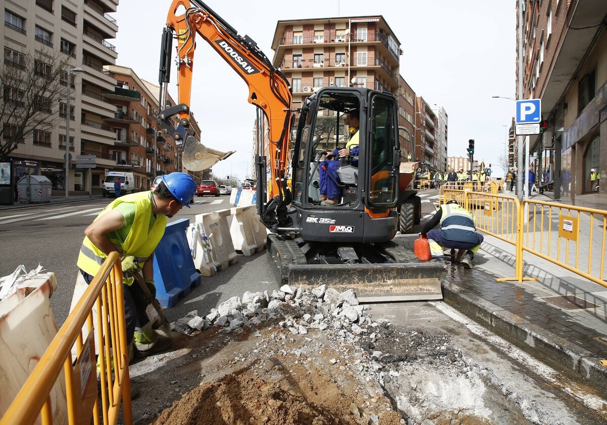 Una imagen de las obras de la carretera de Ledesma.