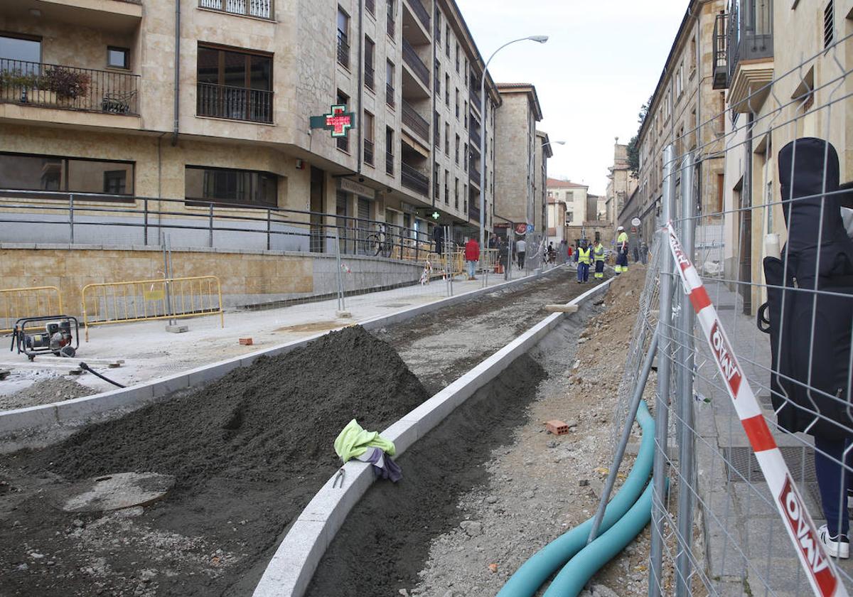 Obras de reforma y peatonalización de la céntrica calle Ancha.