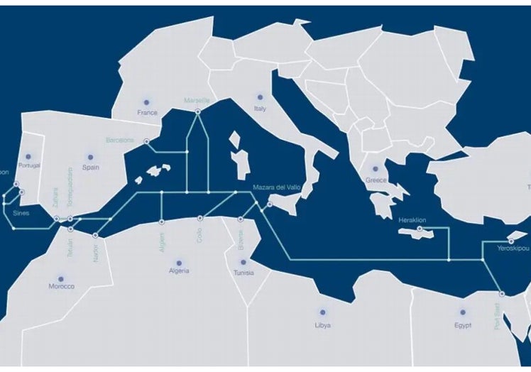 Mapa del cable submarino Medusa