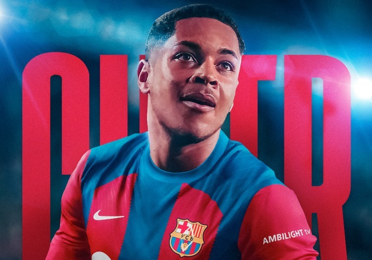 Montaje de Vitor Roque con la camiseta del FC Barcelona